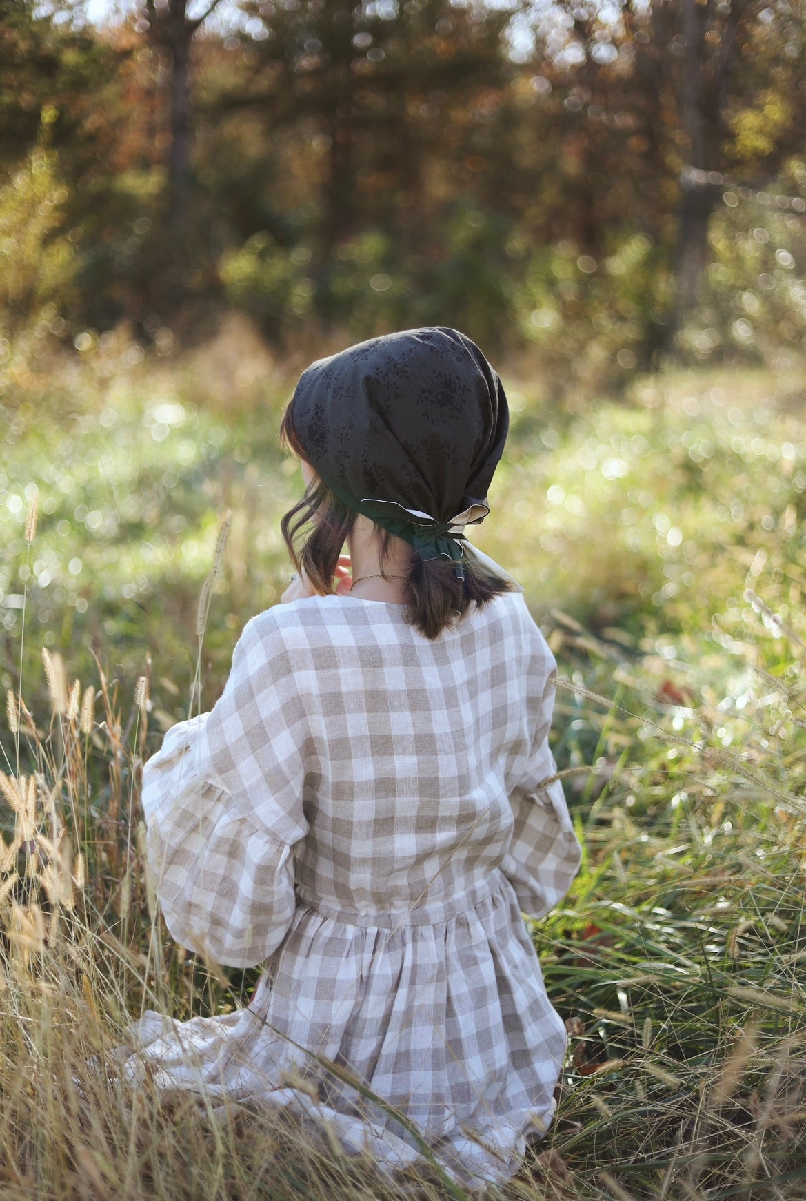 Adult Sophia Headscarf - Dark Green Floral
