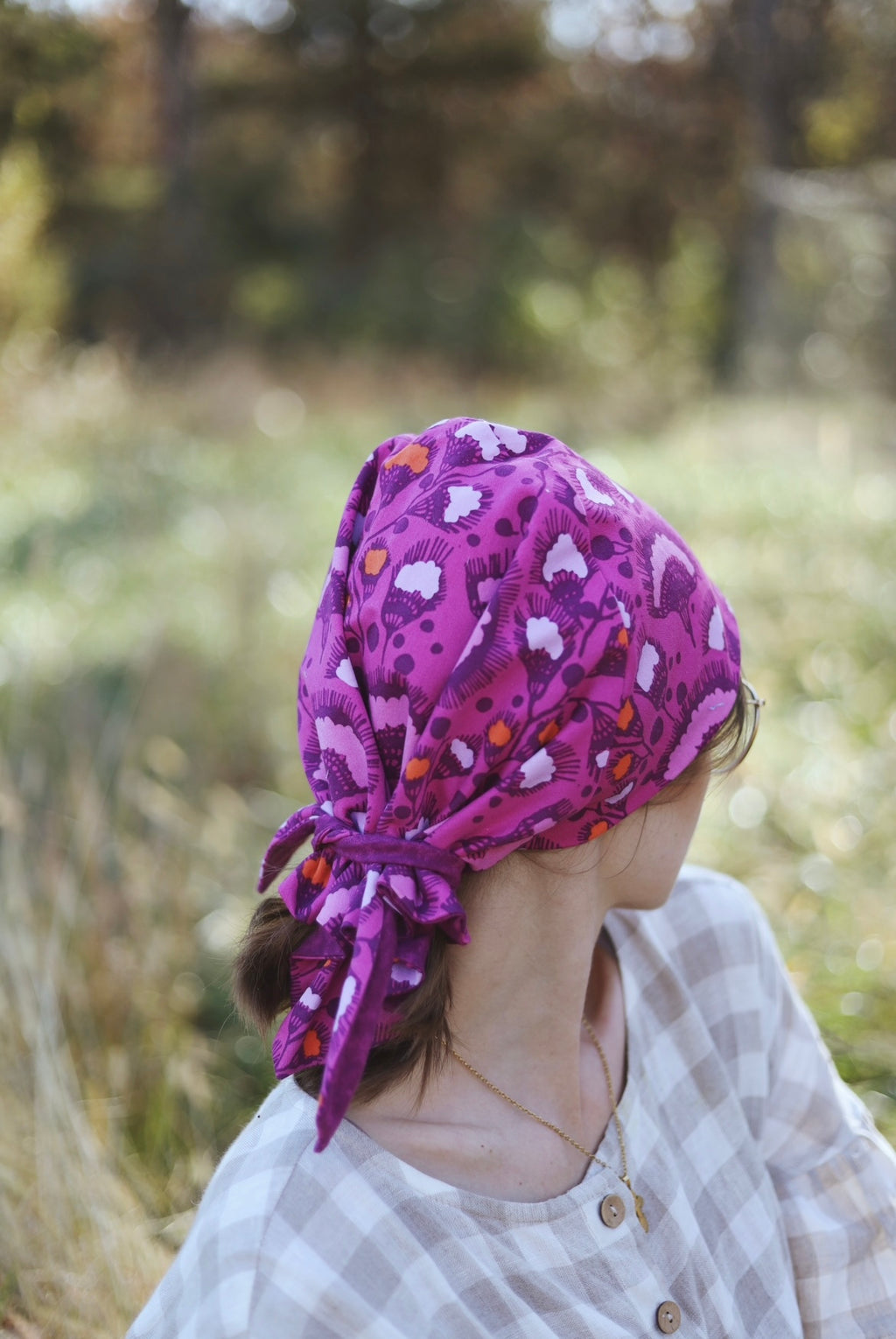 Adult Sophia Headscarf - Pink & Purple Floral