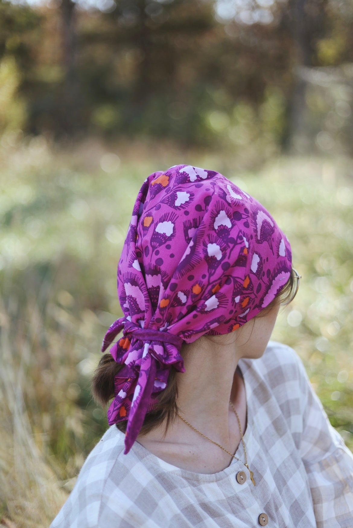 Adult Sophia Headscarf - Pink & Purple Floral