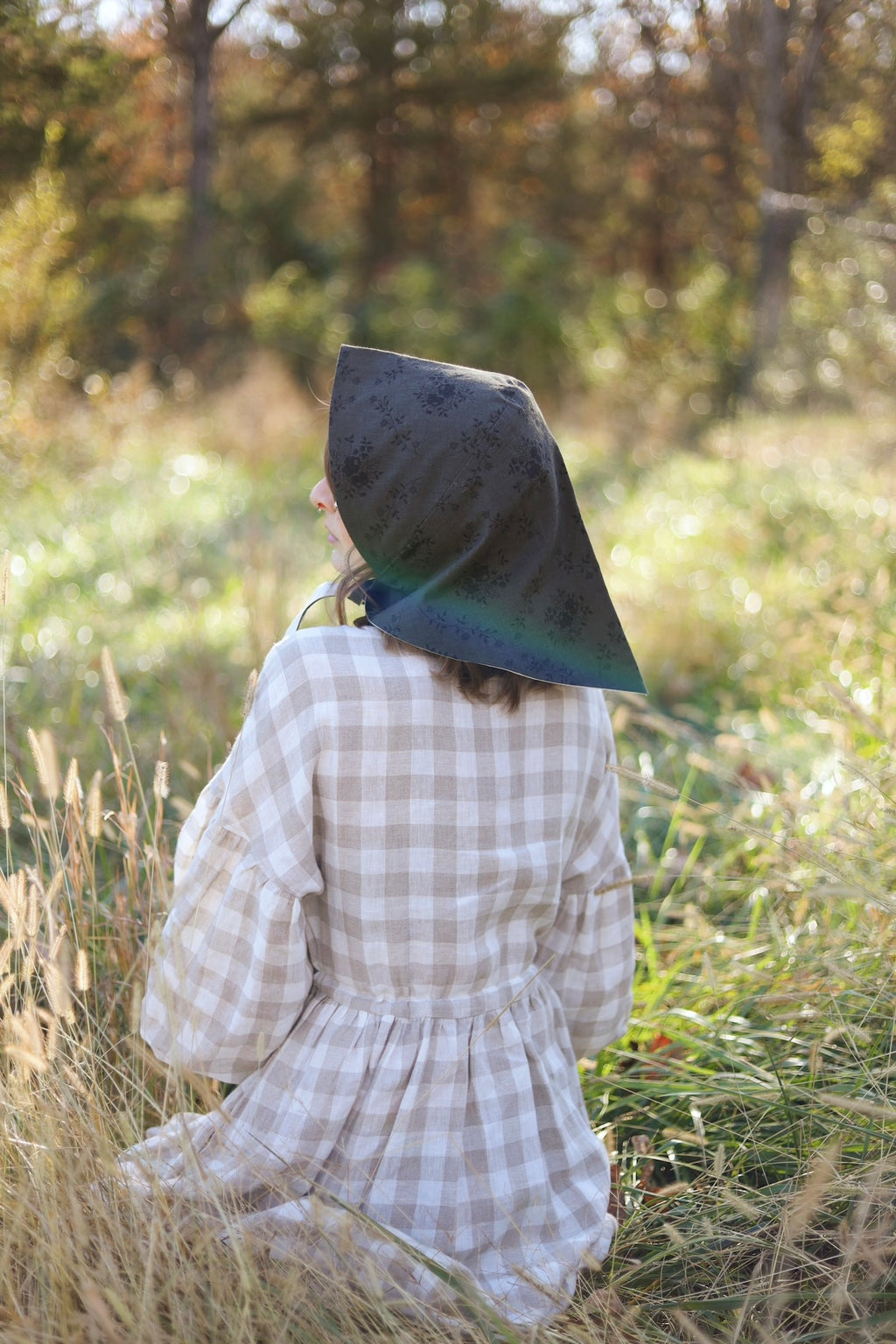 Adult Sophia Headscarf - Dark Green Floral