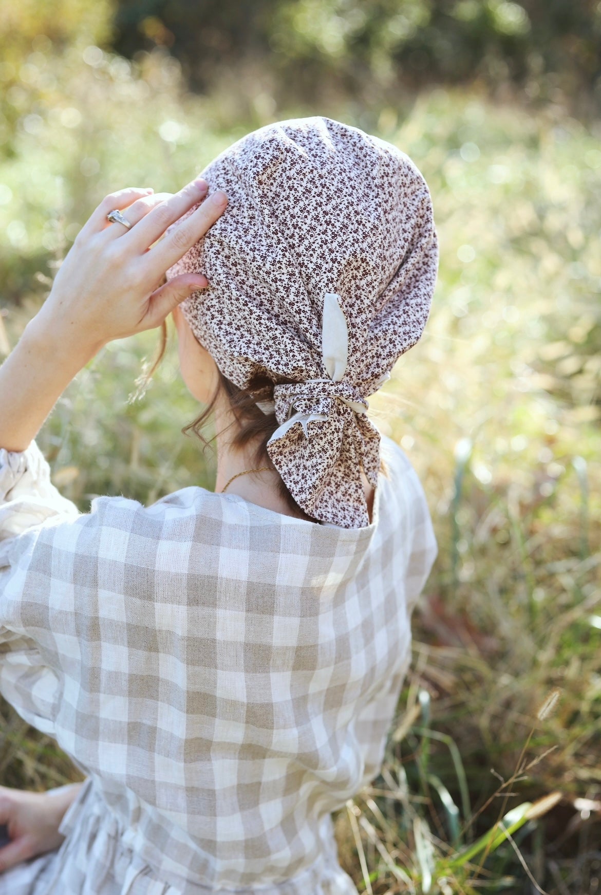 Adult Sophia Headscarf - Burgundy & Beige Floral