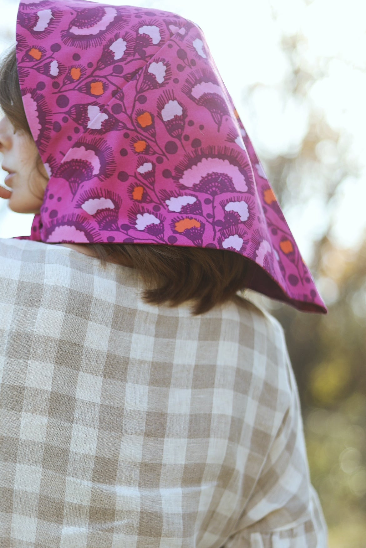 Adult Sophia Headscarf - Pink & Purple Floral
